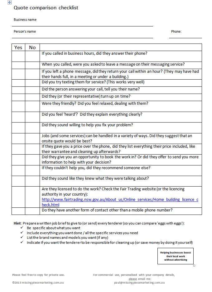 checklist system FREE template.